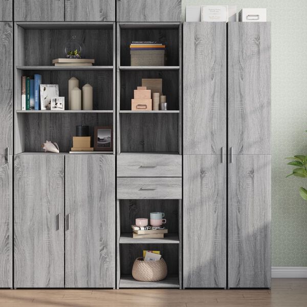 vidaXL Aparador de madera de ingenier&iacute;a gris Sonoma 45x42,5x185 cm