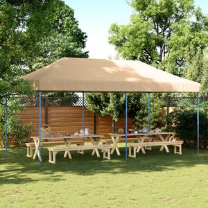 vidaXL Tienda de fiesta plegable Pop-Up beige 580x292x315 cm