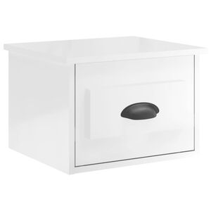vidaXL Mesita de noche de pared blanco brillante 41,5x36x28 cm