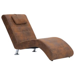 vidaXL Div&aacute;n con almohada de piel de ante artificial marr&oacute;n