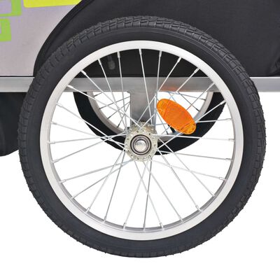 vidaXL Remolque para bicicletas gris y verde 30 kg
