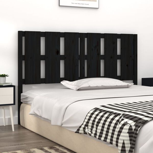 vidaXL Cabecero de cama madera maciza de pino negro 155,5x4x100 cm