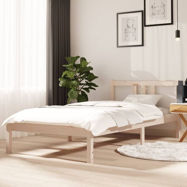 vidaXL Estructura cama individual sin colch&oacute;n madera maciza 90x190 cm