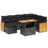 vidaXL Set de sof&aacute;s de jard&iacute;n 8 piezas y cojines rat&aacute;n sint&eacute;tico negro