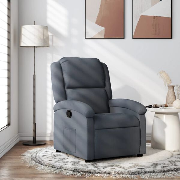 vidaXL Sill&oacute;n reclinable de terciopelo gris oscuro