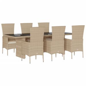 vidaXL Set comedor de jardín 9 pzas con cojines ratán sintético beige