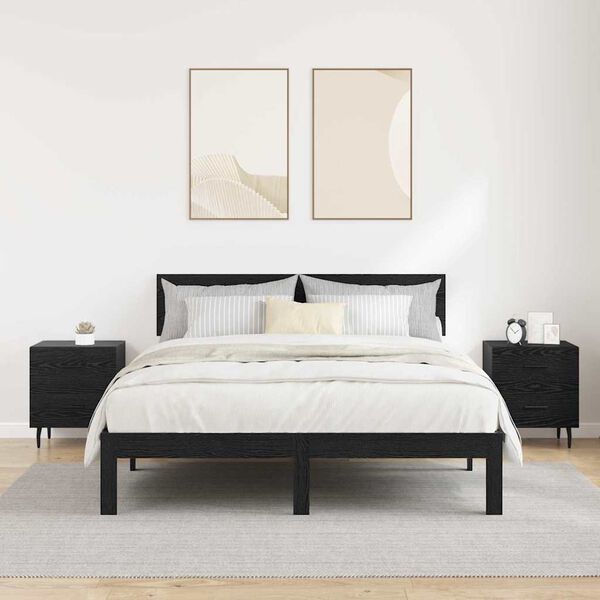 vidaXL Armario de Noche con caj&oacute;n 2 pcs Roble Negro 40 x 35 x 47,5 cm