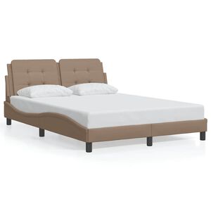 vidaXL Estructura de cama sin colch&oacute;n Zadar cuero sint&eacute;tico capuchino 140x200cm