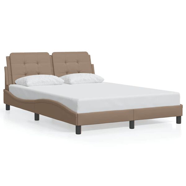 vidaXL Estructura de cama sin colch&oacute;n Zadar cuero sint&eacute;tico capuchino 140x200cm