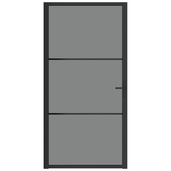 vidaXL Puerta interior vidrio EGS y aluminio negro 102,5x201,5 cm