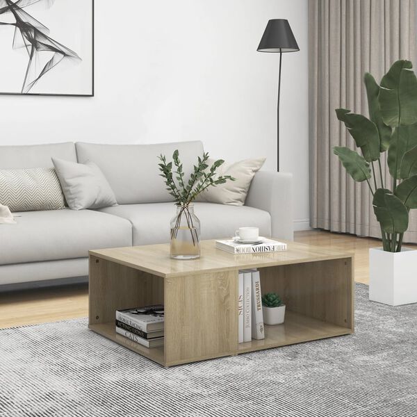 vidaXL Mesa de centro madera contrachapada roble Sonoma 90x67x33 cm