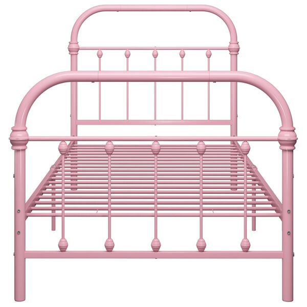vidaXL Estructura de cama sin colchón metal rosa 100x200 cm