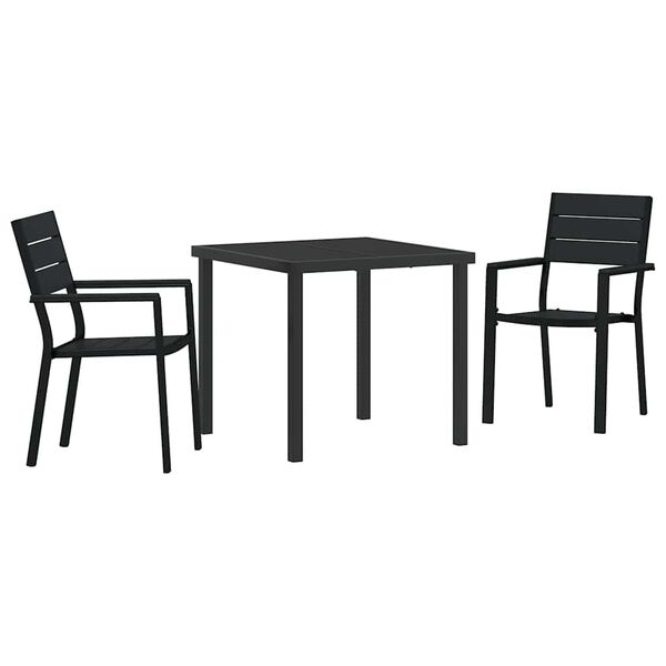 vidaXL Conjunto de Comedor de Jard&iacute;n 3 pcs Negro