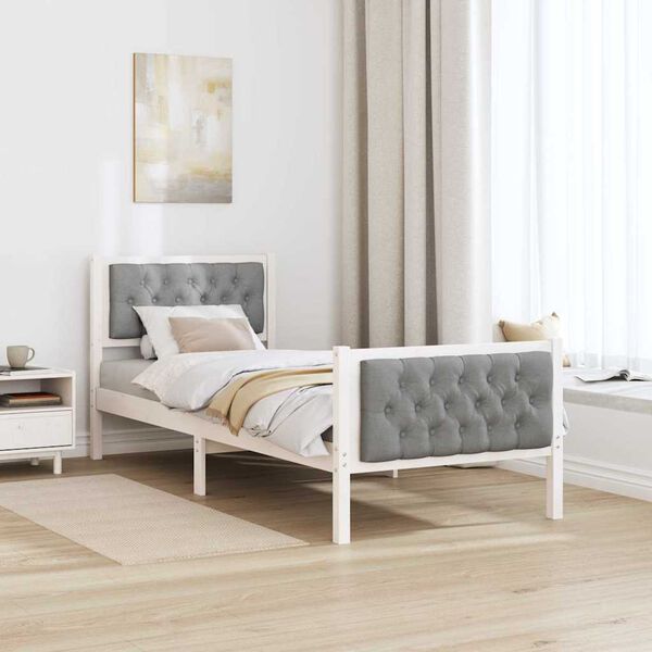 vidaXL Estructura de cama Gris Claro 75 x 190 cm Madera de pino macizo