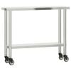 vidaXL Mesa de trabajo de cocina con ruedas acero inox 110x30x85 cm
