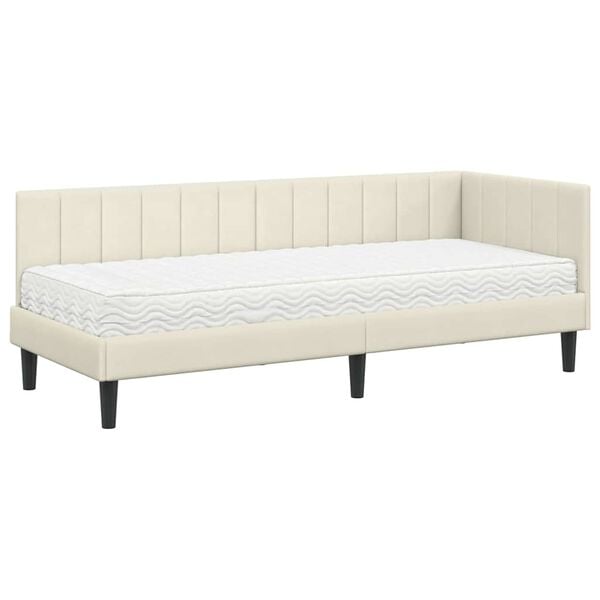 vidaXL Estructura de cama en esquina Crema 80 x 200 cm Terciopelo