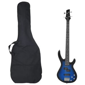 vidaXL Bajo el&eacute;ctrico para principiantes con funda azul negro 4/4 46"