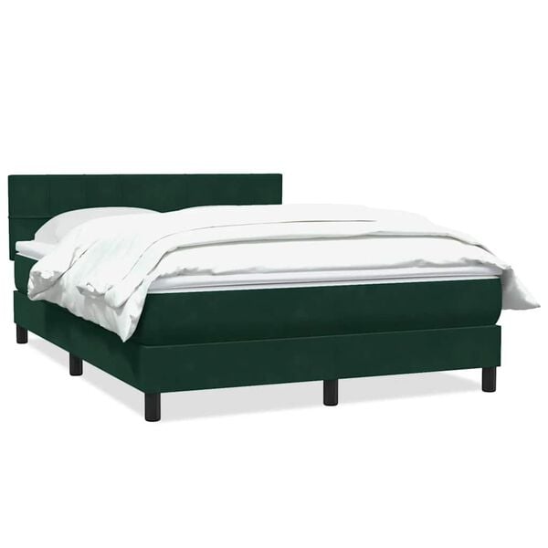 vidaXL Cama box spring con colch&oacute;n terciopelo verde oscuro 160x220 cm