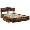 vidaXL Cama con almacenamiento con cabecera Roble ahumado 160 x 200 cm
