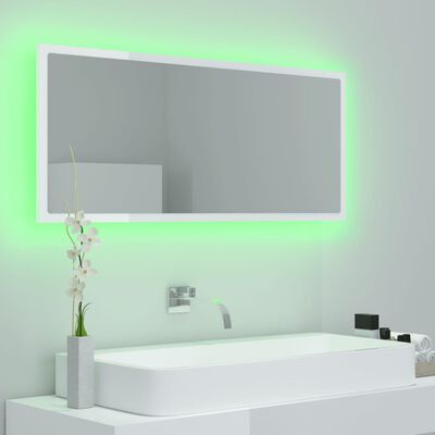 vidaXL Espejo de baño LED acrílico blanco brillo 100x8,5x37 cm