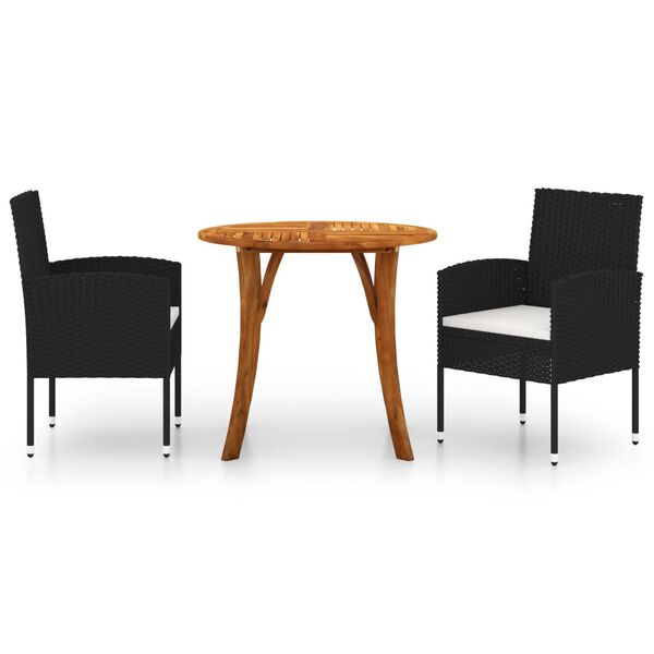 vidaXL Juego de comedor para jard&iacute;n 3 piezas negro