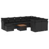 vidaXL Set de sof&aacute;s de jard&iacute;n 11 pzas y cojines rat&aacute;n sint&eacute;tico negro
