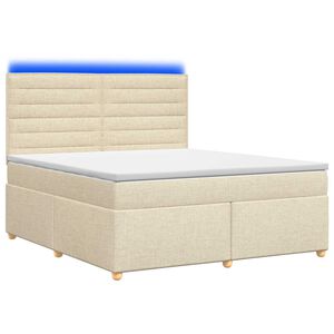 vidaXL Cama box spring con colch&oacute;n Crema 140 x 190 cm Tela