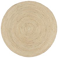vidaXL Alfombra de yute tejida a mano diseño espiral blanco 120 cm