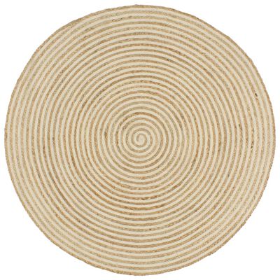 vidaXL Alfombra de yute tejida a mano diseño espiral blanco 120 cm