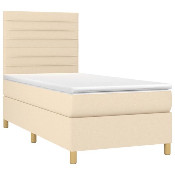 vidaXL Cama box spring con colch&oacute;n tela color crema 90x190 cm