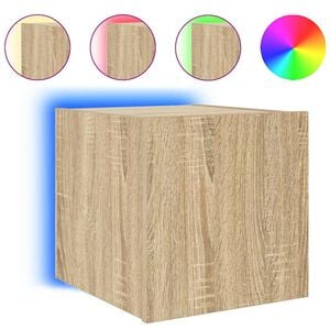 vidaXL Mueble de TV de pared con luces LED roble Sonoma 30,5x35x30 cm