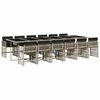 vidaXL Set comedor jard&iacute;n y cojines 13 pzas rat&aacute;n sint&eacute;tico gris claro