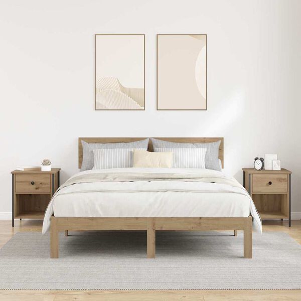 vidaXL Armario de Noche 2 pcs Roble artesanal 40 x 42 x 50 cm