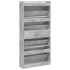 vidaXL Mueble zapatero 4 cajones abatibles gris hormig&oacute;n 80x21x163,5cm