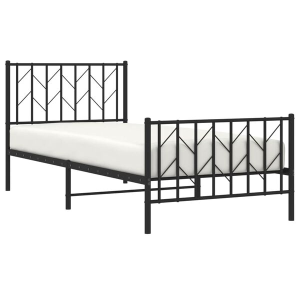 vidaXL Estructura cama sin colch&oacute;n con estribo metal negro 90x200 cm