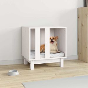 vidaXL Caseta para perros madera maciza de pino blanco 50x40x52 cm