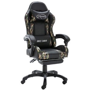 vidaXL Silla gaming con reposapi&eacute;s cuero sint&eacute;tico negro y camuflaje