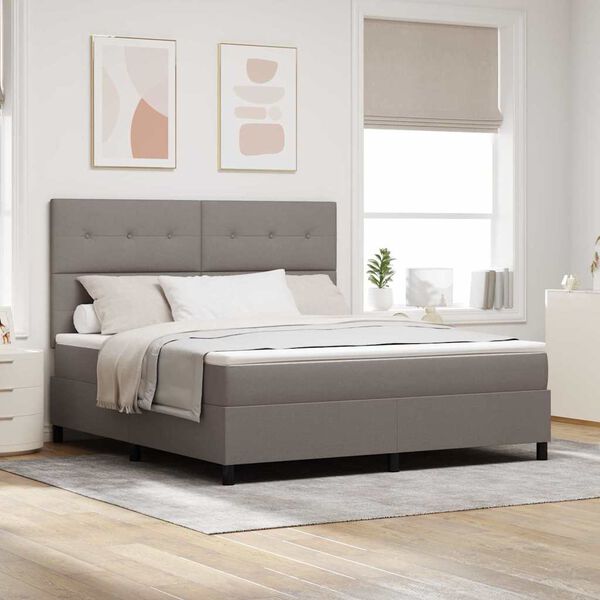 vidaXL Cama tipo Box Spring con colch&oacute;n Taup&eacute; 180 x 200 cm tela