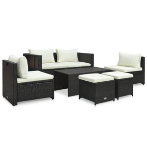 vidaXL Set muebles de jardín 6 piezas y cojines ratán sintético marrón
