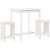 vidaXL Set de mesa y taburetes altos jard&iacute;n 3 pzas madera pino blanco