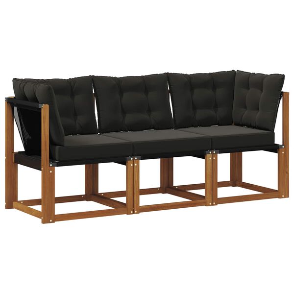 vidaXL Sof&aacute; de esquina y centro para exterior 3 Pieza Natural