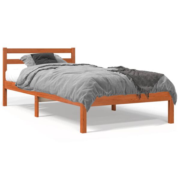 vidaXL Estructura de cama sin colch&oacute;n madera maciza marr&oacute;n 75x190 cm
