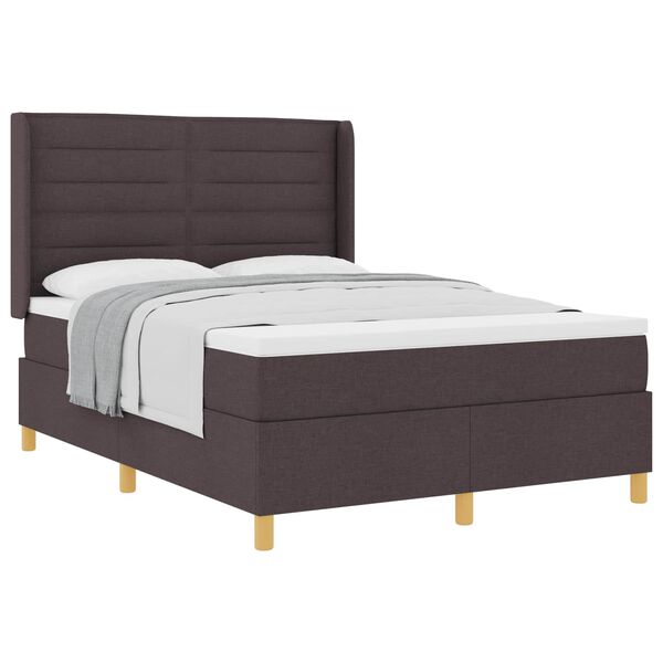vidaXL Cama tipo Box Spring Marr&oacute;n Oscuro 140 x 190 cm tela