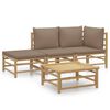 vidaXL Set de muebles de jard&iacute;n 4 piezas bamb&uacute; y cojines gris taupe