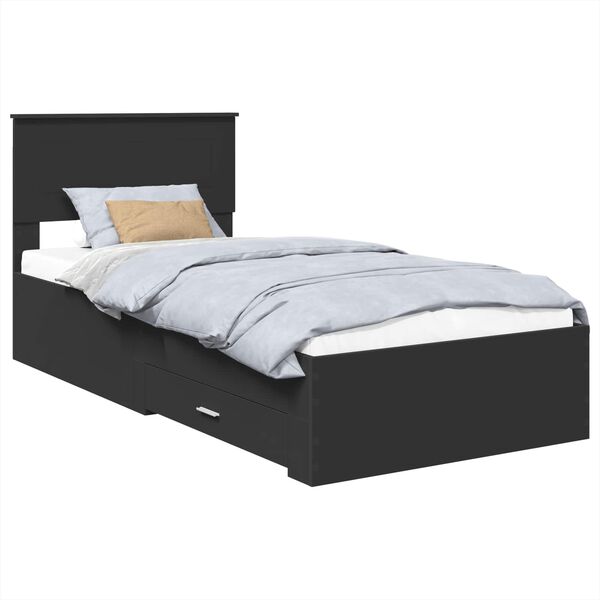 vidaXL Estructura de cama con cabecera Negro y Plata 75 x 190 cm