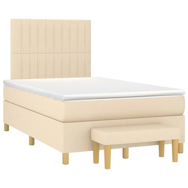 vidaXL Cama box spring con colch&oacute;n tela color crema 120x190 cm