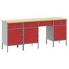 vidaXL Armario de trabajo con caj&oacute;n 4 pcs Rojo 200 x 55 x 85 cm