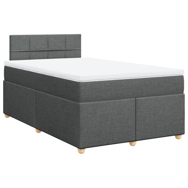 vidaXL Cama box spring con colch&oacute;n tela gris oscuro 120x200 cm