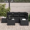 vidaXL Conjunto de sof&aacute; de jard&iacute;n 5 pcs Negro rat&aacute;n sint&eacute;tico