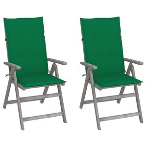 vidaXL Sillas reclinables jard&iacute;n y cojines 2 uds madera maciza acacia